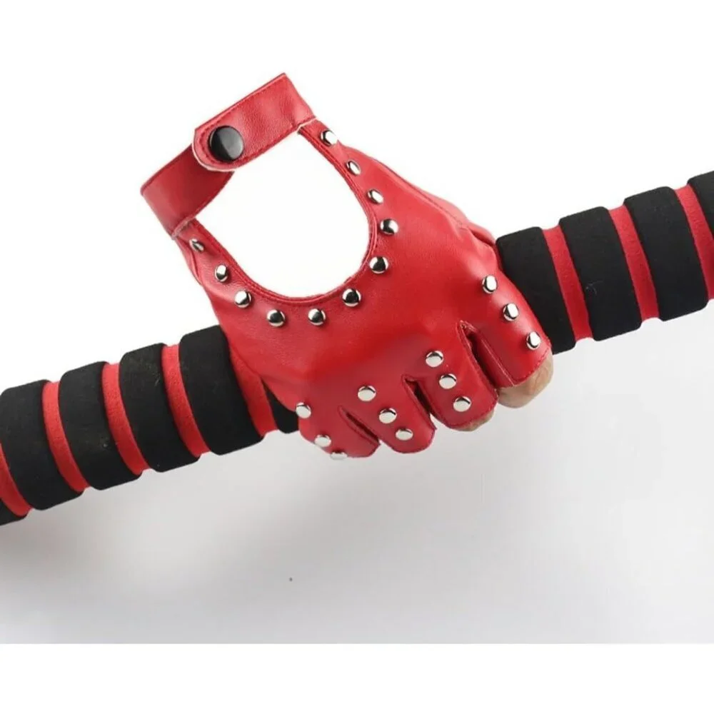 Women's Red-1 Fingerless Cosplay Gothic Gloves Punk Rock Halloween Party